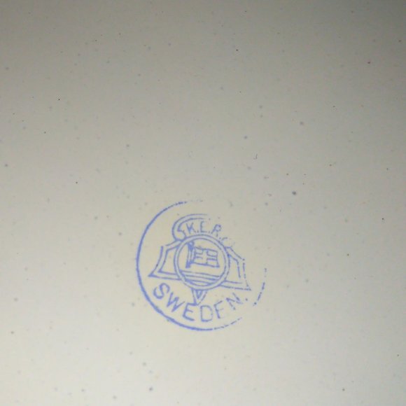 Vintage tea set 6 plates 6 cups metal Sweden vintage blue white decor - Picture 6 of 8